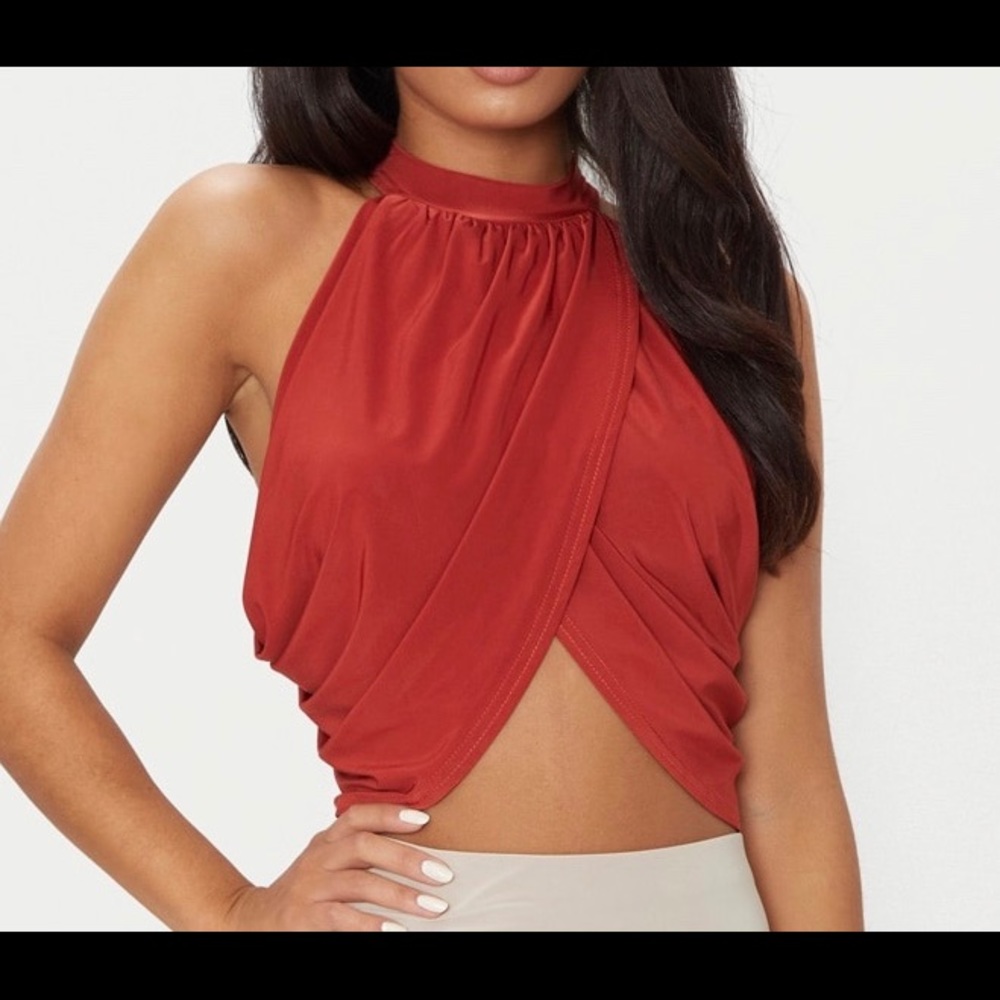 PrettyLittleThing Spice Neck Wrap Top
